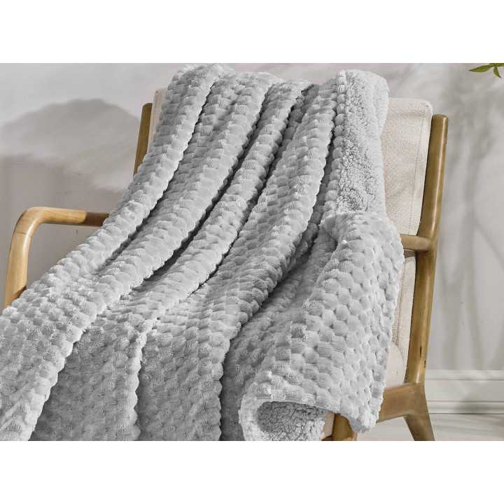 Plaid borreguito Perla gris | Manta auxiliar decorativa