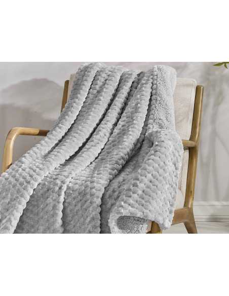 Plaid Perla em borreguito cinza | Manta auxiliar decorativa