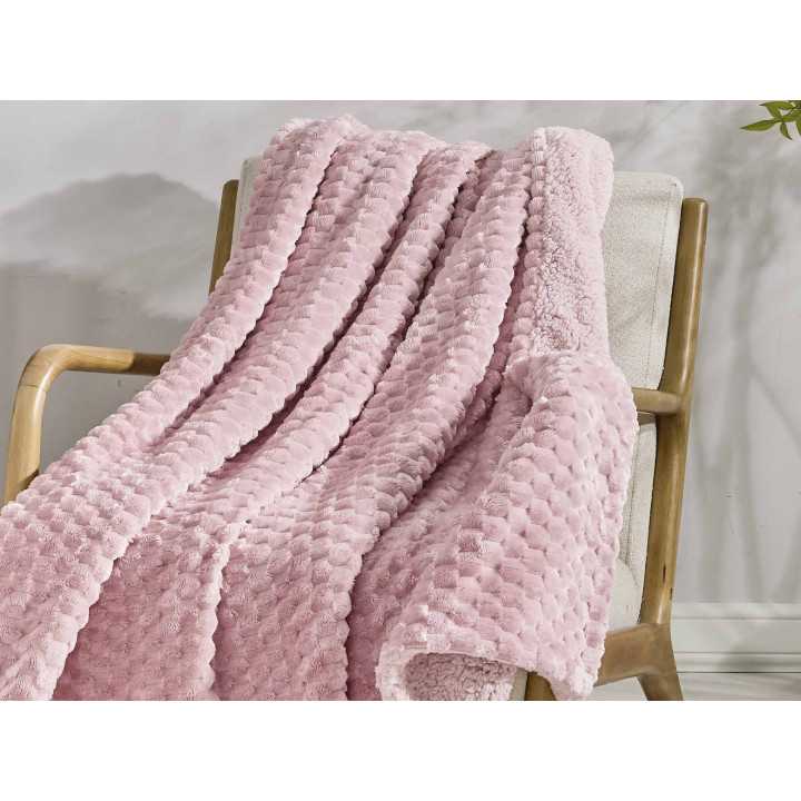 Plaid borreguito Perla rosa | Manta auxiliar decorativa