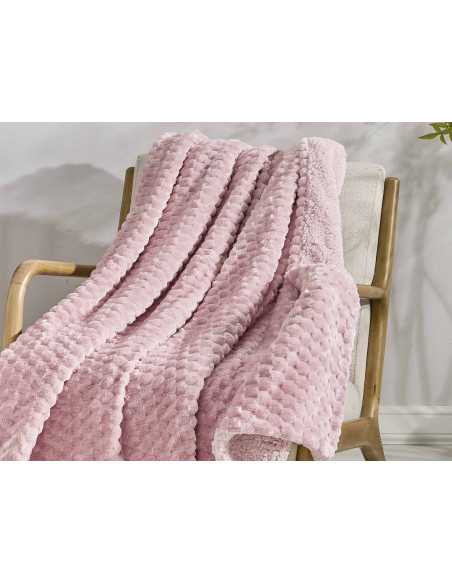Plaid borreguito Perla rosa | Manta auxiliar decorativa