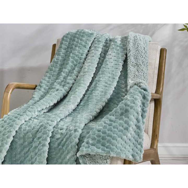 Plaid borreguito Perla verde | Manta auxiliar decorativa