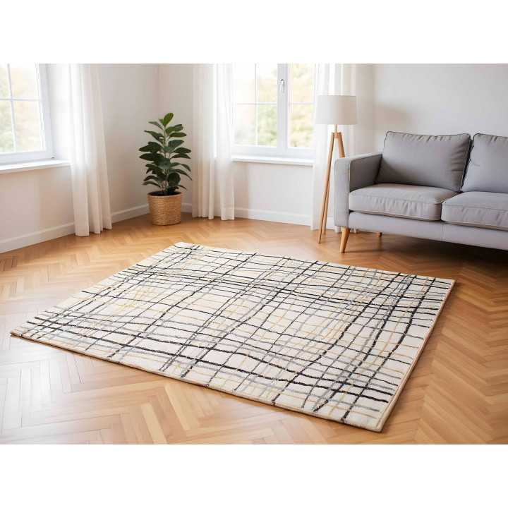Alfombra pelo Raquel Beige | Alfombra estampada salón y dormitorio | Revitex