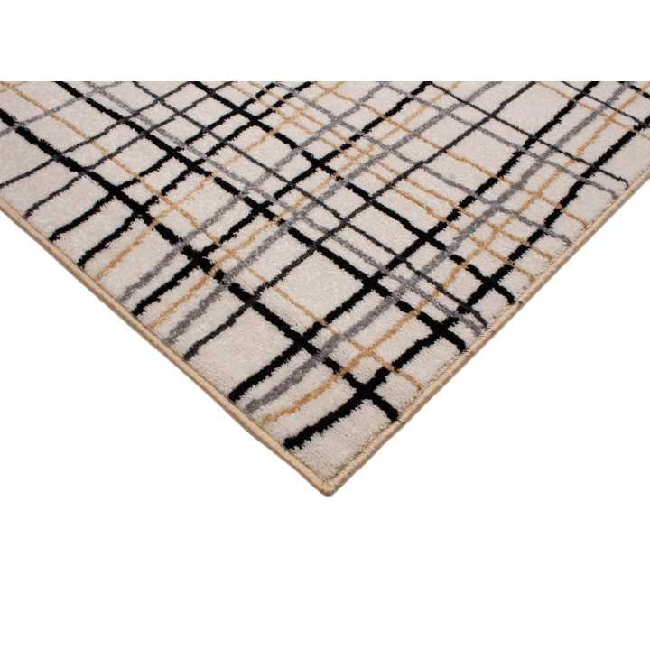 Tapete Raquel Bege com Pelo | Tapete Estampado para Sala de Estar e Quarto | Revitex