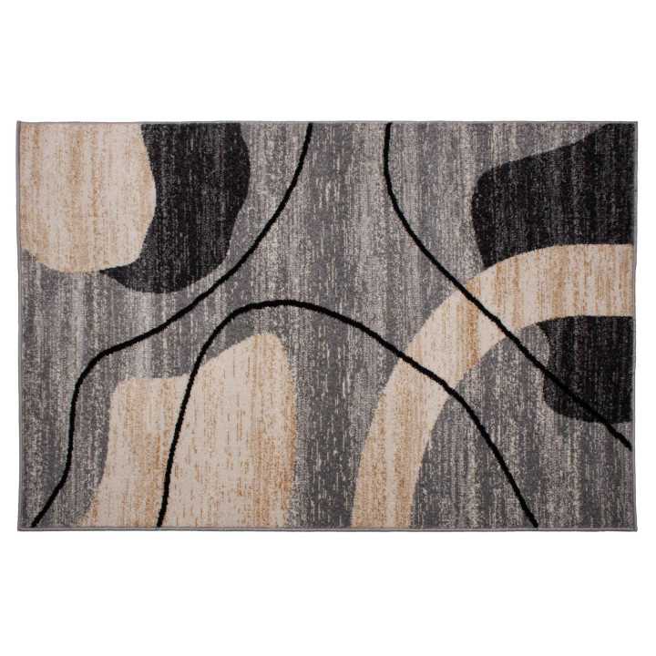 Tapete Sandra Cinza com Pelo | Tapete Estampado para Sala de Estar e Quarto | Revitex