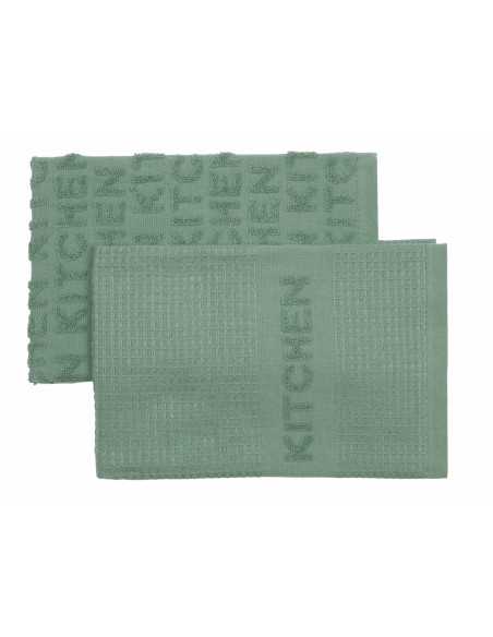 Set 2 paños de cocina rizo Kitchen verde | Trapos de cocina