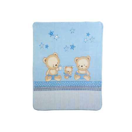 Manta infantil Rachel Ositos azul | Manta tacto terciopelo