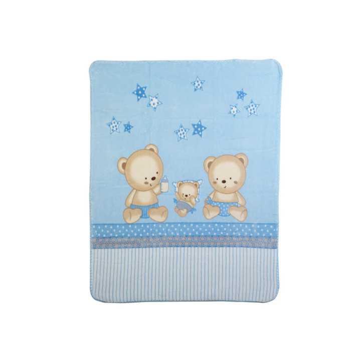 Manta infantil Rachel Ursinhos azul | Manta toque aveludado
