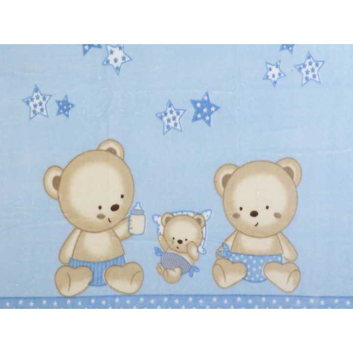 Manta infantil Rachel Ursinhos azul | Manta toque aveludado