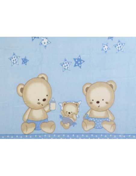 Manta infantil Rachel Ositos azul | Manta tacto terciopelo