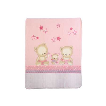 Manta infantil Rachel Ursinhos rosa | Manta toque aveludado