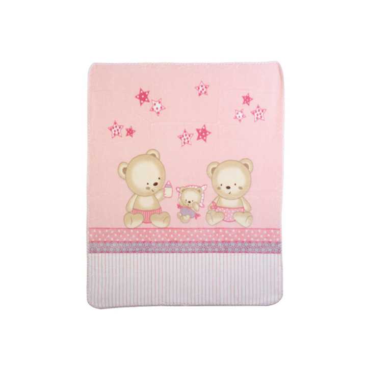 Manta infantil Rachel Ositos rosa | Manta tacto terciopelo