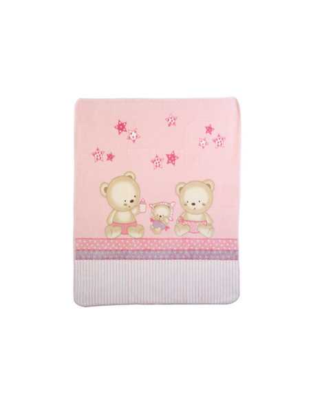 Manta infantil Rachel Ursinhos rosa | Manta toque aveludado