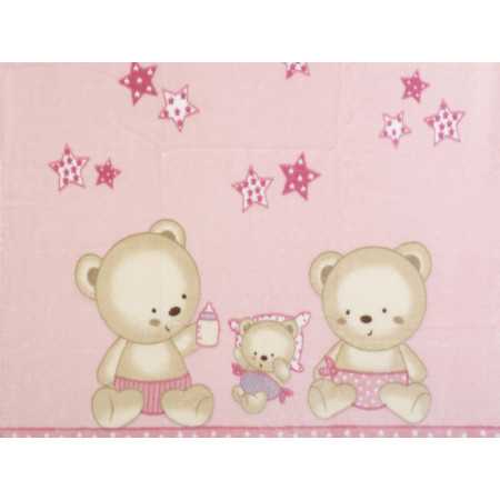 Manta infantil Rachel Ursinhos rosa | Manta toque aveludado 2