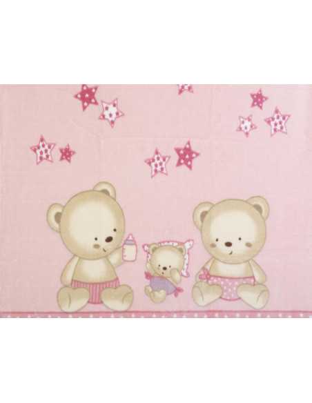Manta infantil Rachel Ursinhos rosa | Manta toque aveludado