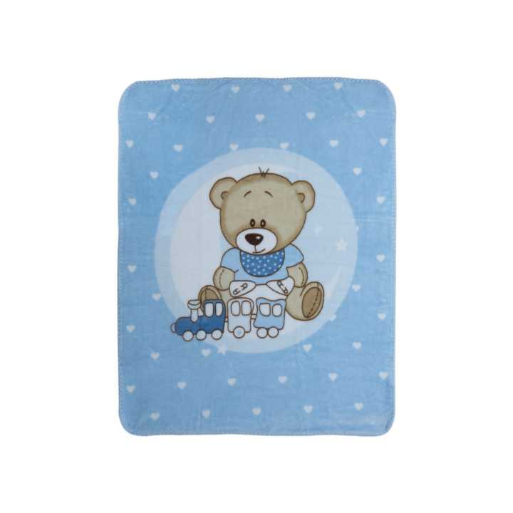 Manta infantil Rachel Trenecito azul | Manta tacto terciopelo