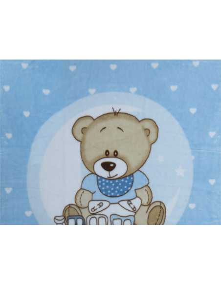 Manta infantil Rachel Trenecito azul | Manta tacto terciopelo