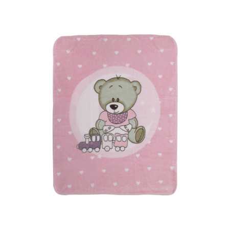 Manta infantil Rachel Trenecito rosa | Manta tacto terciopelo