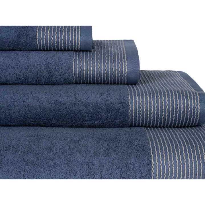 Toalla Rizo algodón Noa azul | Toalla algodón 100% Barata