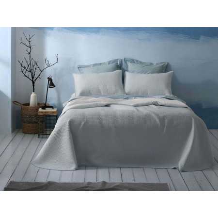 Colcha reversible Menorca azul | Colcha de Burrito Blanco