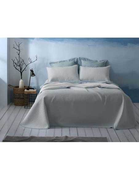 Colcha reversible Menorca azul | Colcha de Burrito Blanco