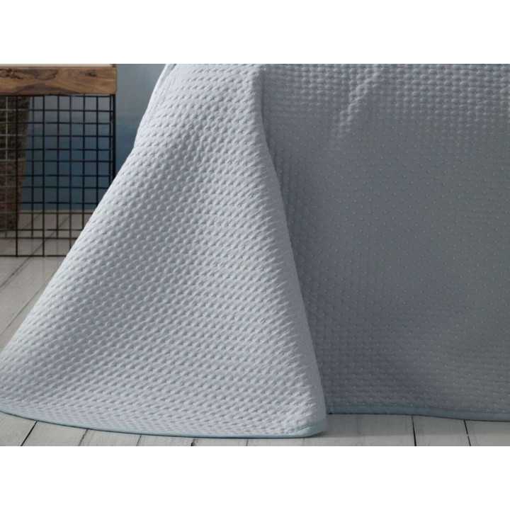 Colcha reversible Menorca azul | Colcha de Burrito Blanco