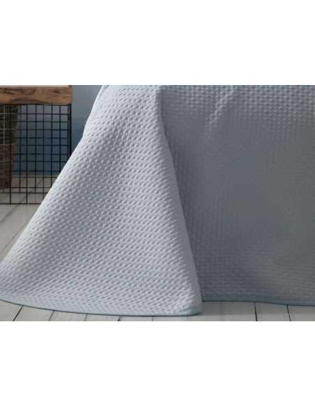 Colcha reversible Menorca azul | Colcha de Burrito Blanco