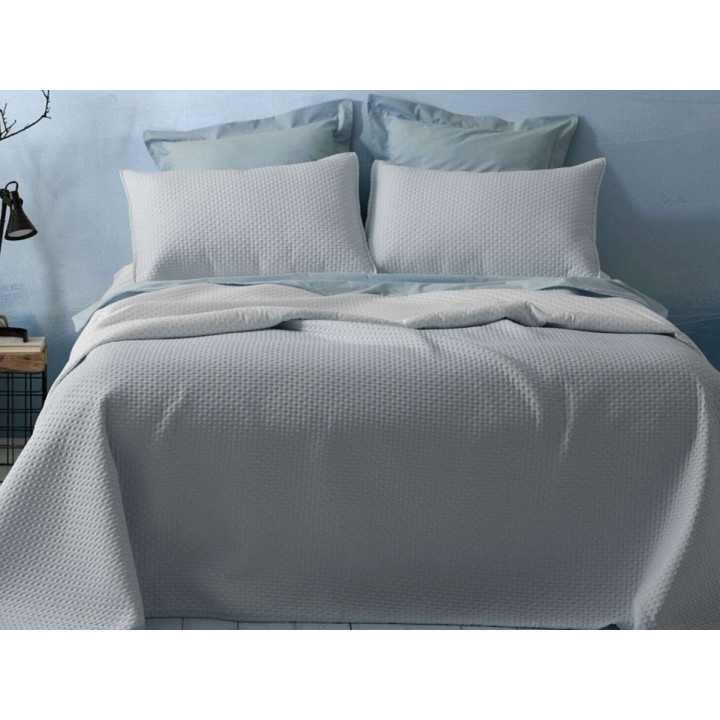 Colcha reversible Menorca azul | Colcha de Burrito Blanco