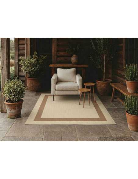Alfombra vinilo Fiori beige | Alfombra interior y exterior