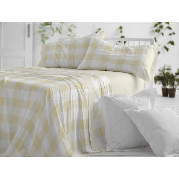 Juego de sábanas Burrito Blanco Nadir mostaza | Juego cama 3 piezas