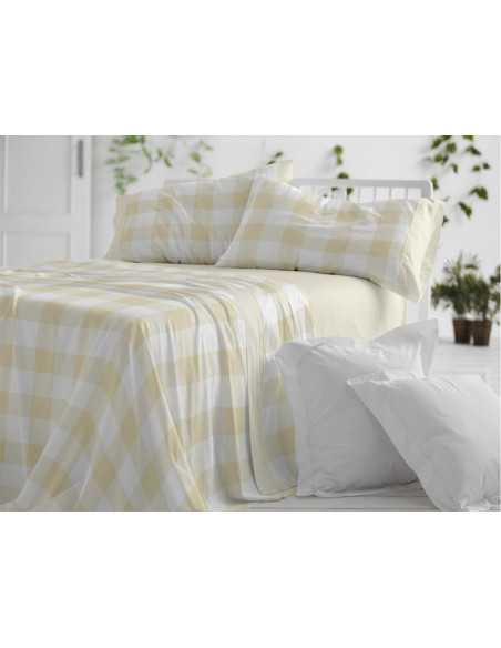 Juego de sábanas Burrito Blanco Nadir mostaza | Juego cama 3 piezas