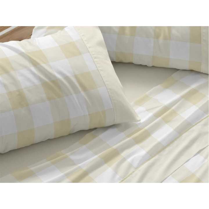 Juego de sábanas Burrito Blanco Nadir mostaza | Juego cama 3 piezas