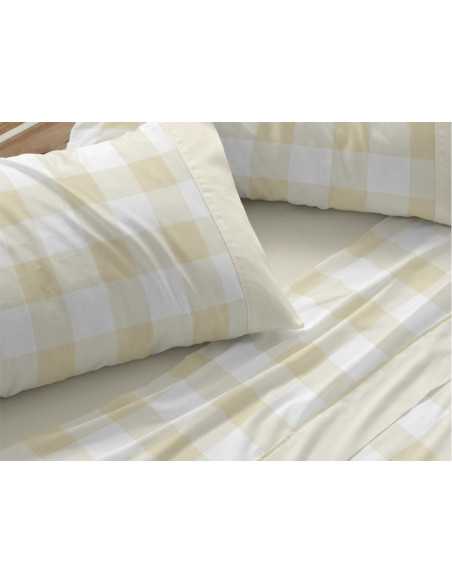 Juego de sábanas Burrito Blanco Nadir mostaza | Juego cama 3 piezas