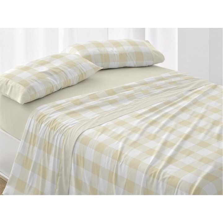 Juego de sábanas Burrito Blanco Nadir mostaza | Juego cama 3 piezas