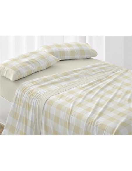 Juego de sábanas Burrito Blanco Nadir mostaza | Juego cama 3 piezas