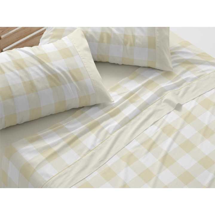 Juego de sábanas Burrito Blanco Nadir mostaza | Juego cama 3 piezas