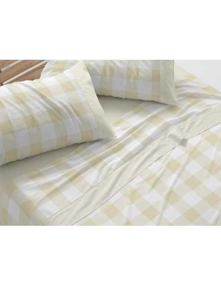 Juego de sábanas Burrito Blanco Nadir mostaza | Juego cama 3 piezas