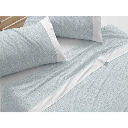 Juego de sábanas Burrito Blanco Prisma azul | Juego cama 3 piezas