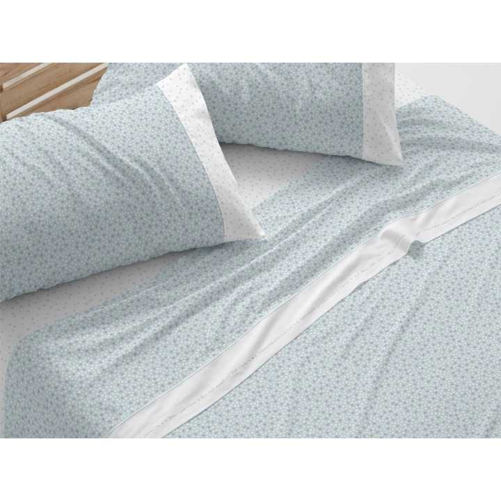 Juego de sábanas Burrito Blanco Prisma azul | Juego cama 3 piezas