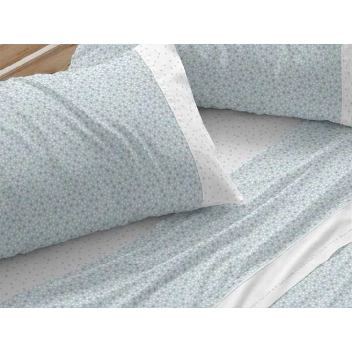 Juego de sábanas Burrito Blanco Prisma azul | Juego cama 3 piezas