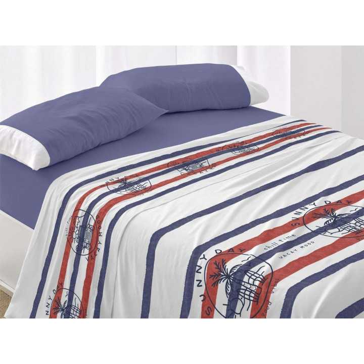 Juego de sábanas Burrito Blanco Vibes azul | Juego cama 3 piezas