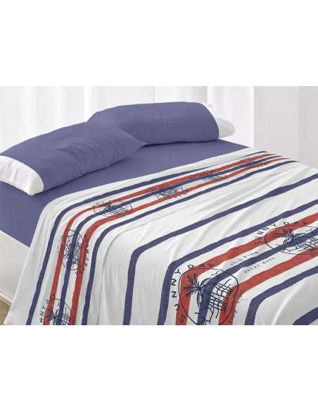 Juego de sábanas Burrito Blanco Vibes azul | Juego cama 3 piezas