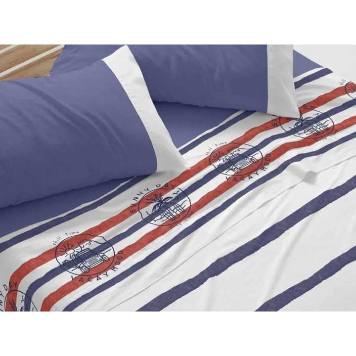 Juego de sábanas Burrito Blanco Vibes azul | Juego cama 3 piezas