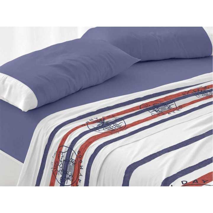 Juego de sábanas Burrito Blanco Vibes azul | Juego cama 3 piezas