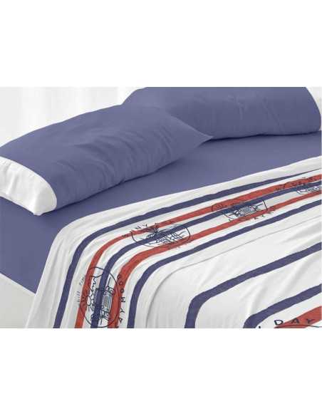 Juego de sábanas Burrito Blanco Vibes azul | Juego cama 3 piezas