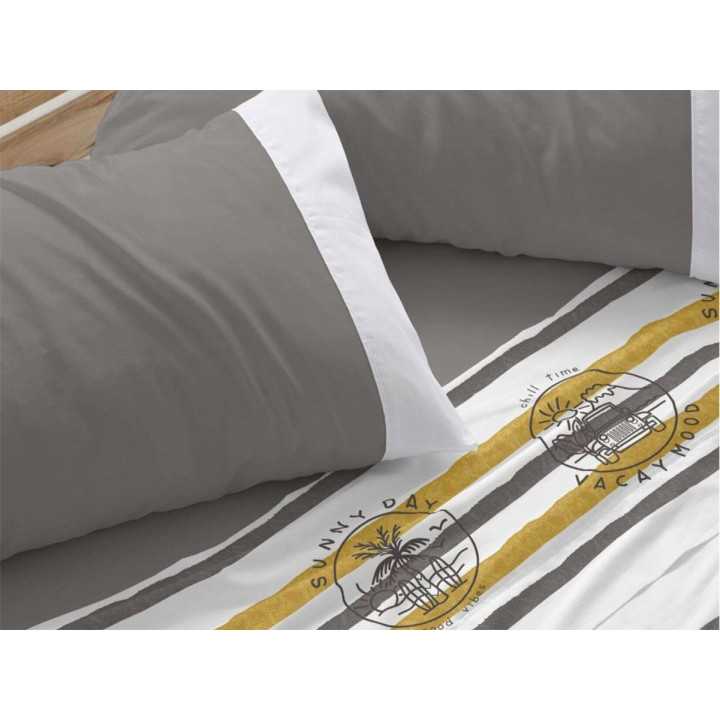 Juego de sábanas Burrito Blanco Vibes gris | Juego cama 3 piezas