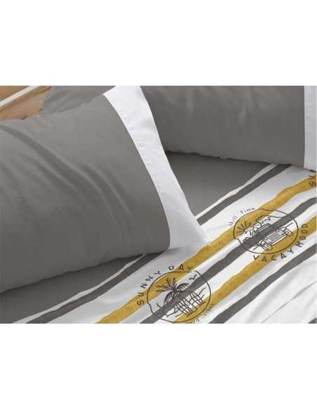 Juego de sábanas Burrito Blanco Vibes gris | Juego cama 3 piezas