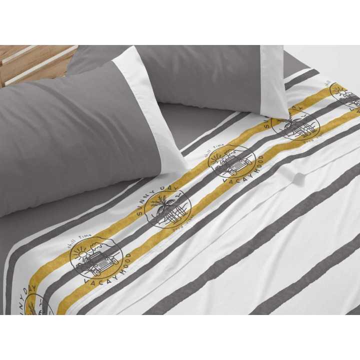Juego de sábanas Burrito Blanco Vibes gris | Juego cama 3 piezas