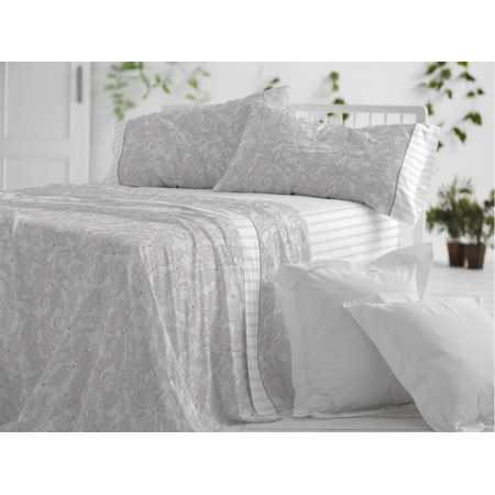 Juego de sábanas algodón Céfiro gris | Juego Burrito Blanco