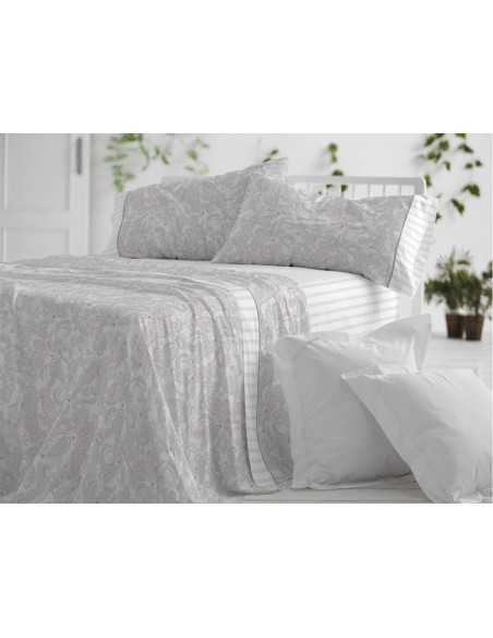 Jogo de lençóis algodão Céfiro cinza| Jogo da Burrito Blanco