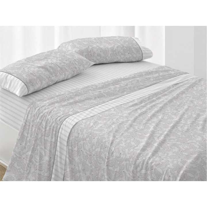 Juego de sábanas algodón Céfiro gris | Juego Burrito Blanco